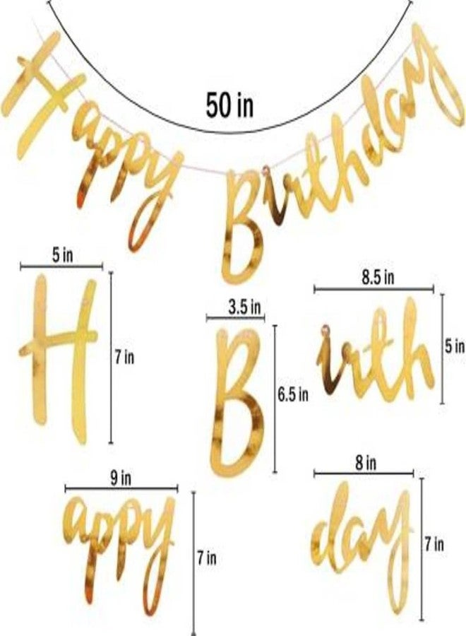 FI - FLICK IN Gold Happy Birthday Alphabets Letters String Banner with Ribbon Decoration for Boys, Girls, Boyfriend, Girlfriend, Husband, Kids Bday Celebrations Decorative Party Decor Items - Image 2